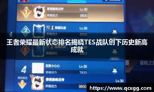 王者荣耀最新状态排名揭晓TES战队创下历史新高成就